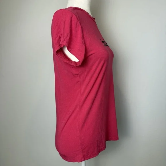 Vintage y2k 2000s‎ BEBE Rhinestone Grunge Logo Womens Top Pink Black Size LARGE - Picture 3 of 6